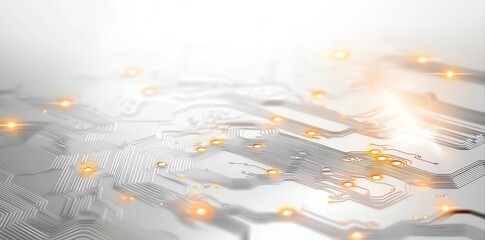 Aufkleber - Abstract electronic circuit board with luminous elements and a sleek design. This image captures the essence of modern technology and innovation, perfect for digital themes.