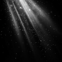 Poster - Dramatic light rays shining through space abstract photography black background ethereal atmosphere high angle view