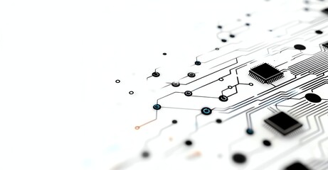 Aufkleber - Close-up view of a modern circuit board featuring intricate lines and electronic components. The design evokes innovation, connectivity, and the essence of modern technology.