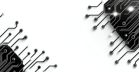 Poster - Abstract illustration of a circuit board design featuring intricate lines and nodes, creating a modern and technological aesthetic perfect for digital themes and innovation concept