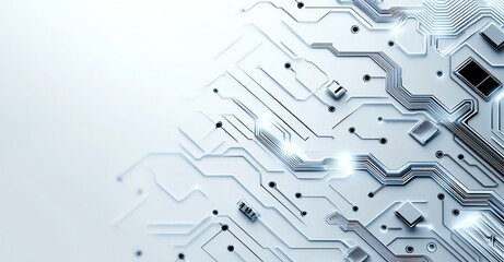 Poster - A close-up view of an intricate circuit board design, showcasing fine lines and connections that represent modern electronic technology and innovation