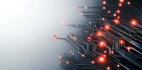 Aufkleber - A close-up of a modern circuit board showcasing intricate wiring and illuminated LEDs. This image captures the essence of advanced technology and electronic engineering.