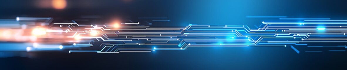 Poster - Abstract digital background featuring glowing lines and circuits, symbolizing connections and advanced technology innovations in a modern, futuristic environment.