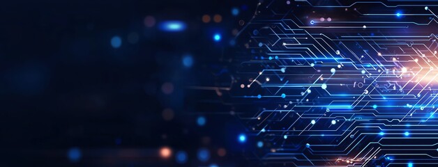 Poster - Abstract digital data background featuring glowing lines and nodes representing technological connections and data flow. Ideal for concepts related to innovation and connectivity.