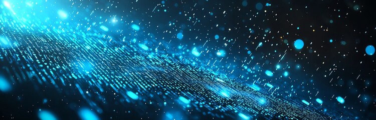 Poster - A vibrant and dynamic digital background showcasing swirling particles and glowing light effects. Ideal for high-tech themes, presentations, and futuristic designs.
