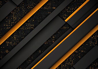Poster - A modern abstract background featuring dynamic lines and contrasting colors of black and orange. Ideal for digital art, technology themes, or creative design projects.