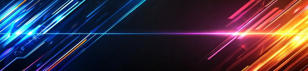 Poster - A vibrant abstract background featuring dynamic lines in blue, orange, and pink hues