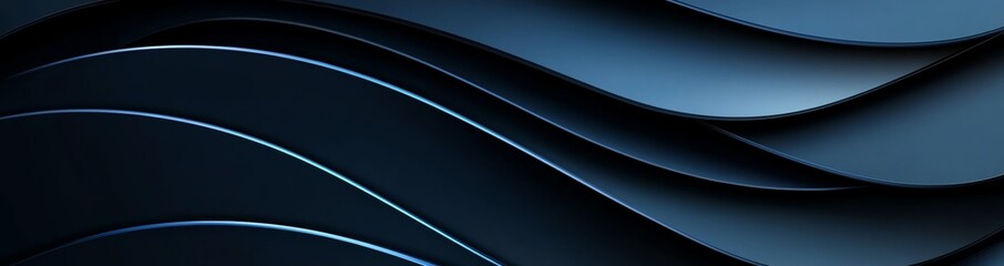 Poster - A modern abstract background featuring smooth curved lines in shades of blue and black