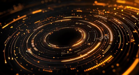 Poster - Abstract digital background with glowing circular lines and bright particles, representing technological innovation and energy. Perfect for futuristic and tech-themed projects.
