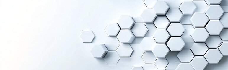 Poster - A modern abstract background featuring hexagonal shapes in white, symbolizing innovation and connectivity. Ideal for technology, science, and corporate graphics.