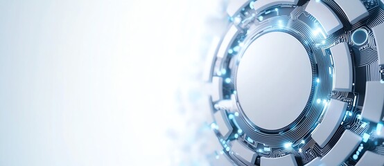 Poster - futuristic technology background with circular shapes and glowing blue lights