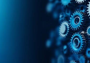 Aufkleber - a close-up image of interlocking gears in various shades of blue