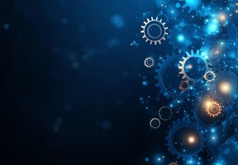 Aufkleber - This vibrant technological background features sparkling gears and a dynamic blue ambiance, symbolizing innovation and engineering with a touch of creativity and design.