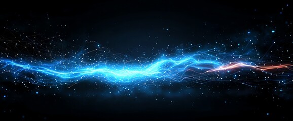 Poster - A stunning visual representation of dynamic blue and red light streaks flowing through a dark background, perfect for creating a sense of energy, motion, and creativity in design.