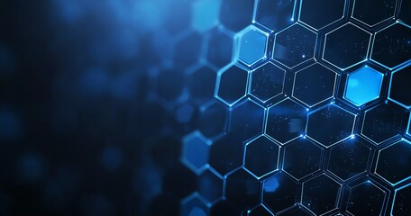 Poster - This abstract blue patterned background features a hexagonal structure, showcasing a modern design perfect for technology themes, science concepts, and futuristic projects.