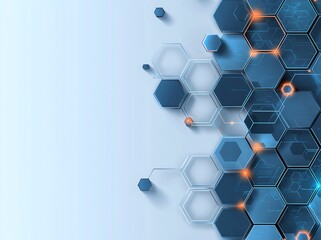 Poster - Futuristic abstract design featuring hexagonal shapes in blue tones. Ideal for backgrounds, tech themes, or digital graphics, conveying innovation and modernity.
