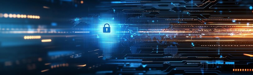 Aufkleber - A visual representation of digital security, featuring a glowing padlock amidst flowing data streams. This image symbolizes protection and privacy in the modern digital age.
