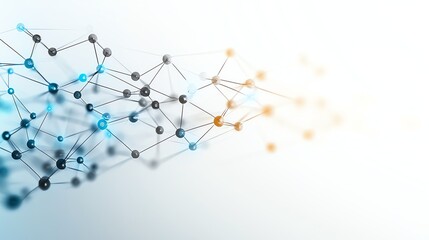 Aufkleber - Abstract representation of network connections with nodes in different colors symbolizing data flow and communication in a modern digital landscape.