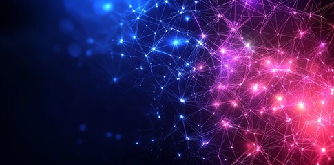 Poster - a vibrant abstract background showcasing a network of interconnected nodes and lines in shades of bl