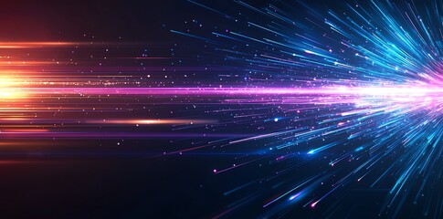 Poster - A stunning display of vibrant light streaks conveying motion and energy. This abstract design captures the essence of technology and speed, perfect for futuristic themes.