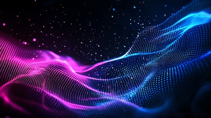 Poster - Abstract wave pattern in vibrant pink and blue tones, creating a visually striking effect