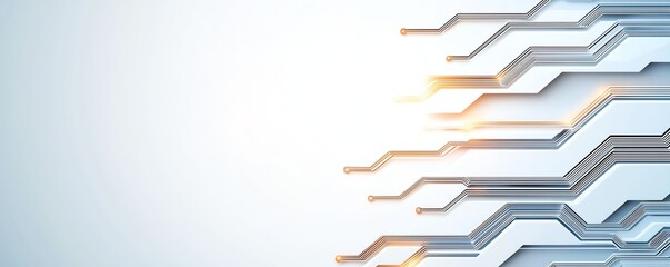 Poster - Abstract technological background featuring geometric shapes and lines. Ideal for digital, innovation, and futuristic themes in design, presentations, and advertisements.