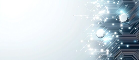 Poster - a modern, abstract technology background featuring glowing lights and circuit patterns, ideal for di