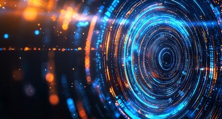 Aufkleber - a captivating abstract representation of digital technology, showcasing vibrant circles and lines th