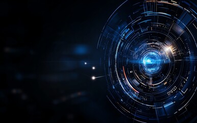 Poster - A mesmerizing digital abstract design showcasing futuristic elements and vibrant blue light patterns. Ideal for tech-themed projects, presentations, and sci-fi inspirations.