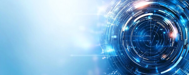 Poster - Futuristic digital interface backdrop featuring circular patterns and glowing lights