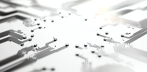 Aufkleber - Close-up of a modern circuit board design, showcasing intricate pathways and connections. This image represents innovation and the advancement of technology in today's digital age.
