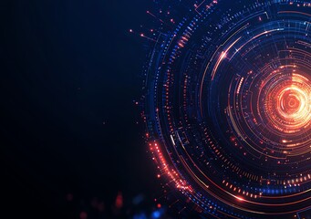 Poster - A captivating digital abstract background, featuring vibrant swirls of light and color that evoke a sense of dynamic movement and innovation, perfect for tech-themed designs.