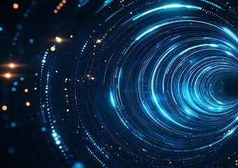 Poster - A mesmerizing tunnel of glowing blue lights creates a futuristic atmosphere, evoking feelings of speed and innovation. Perfect for technology-themed projects and digital art.