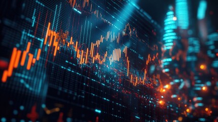 Poster - A global economy D render with a focus on market growth, stability, and investment strategies, designed in a triadic color scheme.