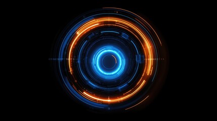 Poster - A glowing circuit-like technology logo with blue and orange tones, symbolizing cybersecurity and digital networks.