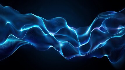 Poster - Abstract waves of blue light create a dynamic and mesmerizing visual. Ideal for backgrounds, digital art, and modern designs, this image brings depth and energy to any project.