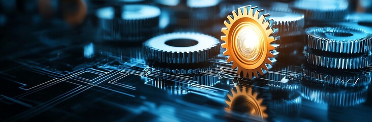 Aufkleber - A close-up view of gears and circuit components, symbolizing innovation and automation in technology
