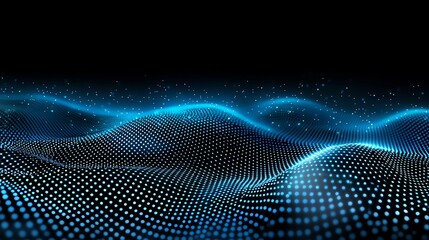Poster - A stunning abstract depiction of flowing waves created from blue dots, illustrating a digital landscape. The vibrant colors and design evoke a sense of movement and innovation.