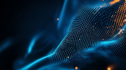 Aufkleber - An abstract representation of digital waves with glowing particles, showcasing the fusion of technology and creativity in a visually striking composition.