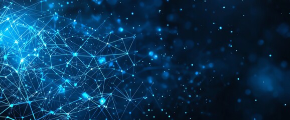 Poster - A stunning abstract representation of digital connections in a deep blue environment, symbolizing technology, networking, and innovation. Perfect for tech-related themes.