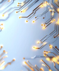 Poster - Close-up view of a modern circuit board showcasing detailed pathways and glowing connections. A unique perspective that highlights innovation in electronics and technology design.