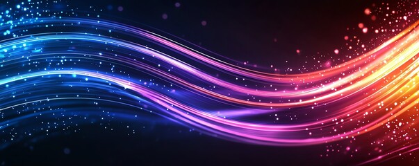 Poster - A vibrant abstract background featuring flowing waves of colorful light. Perfect for creating dynamic designs or visual effects in digital art and multimedia projects.