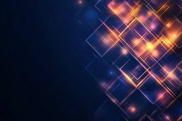 Poster - A vibrant and dynamic abstract background featuring glowing geometric shapes and light effects, perfect for creating an eye-catching design or enhancing digital projects.