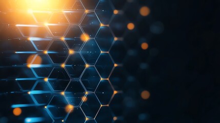 Poster - A close-up view of a futuristic hexagonal grid with glowing lights