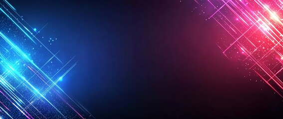 Poster - Vibrant abstract light background with blue and red shimmering effects. Perfect for use in digital designs, advertising, or as a poster backdrop. Eye-catching and modern look.