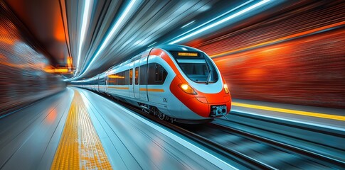 Poster - The high-speed train travels on rail tracks - its high speed generates considerable heat due to air pressure at the front