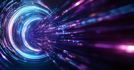Poster - A mesmerizing visual of light trails creating a sense of speed and movement, illustrating the concept of digital technology and futuristic design.