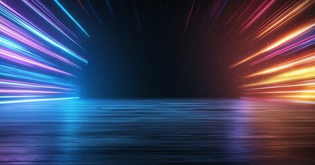 Poster - A stunning abstract background with vibrant light streaks in blue and orange hues