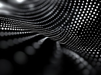Poster - This abstract image features a stunning wave of monochromatic dots creating a mesmerizing pattern that evokes depth and motion, perfect for backgrounds or design projects.