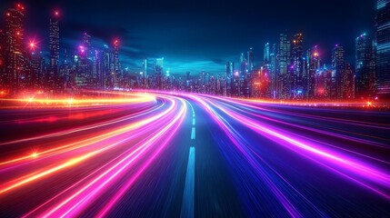 Poster - Blurred light trails in a tunnel setting